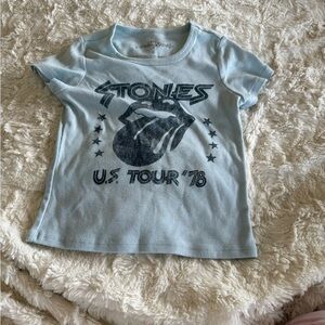 The Rolling Stones Blue Cropped Short Sleeve Tee